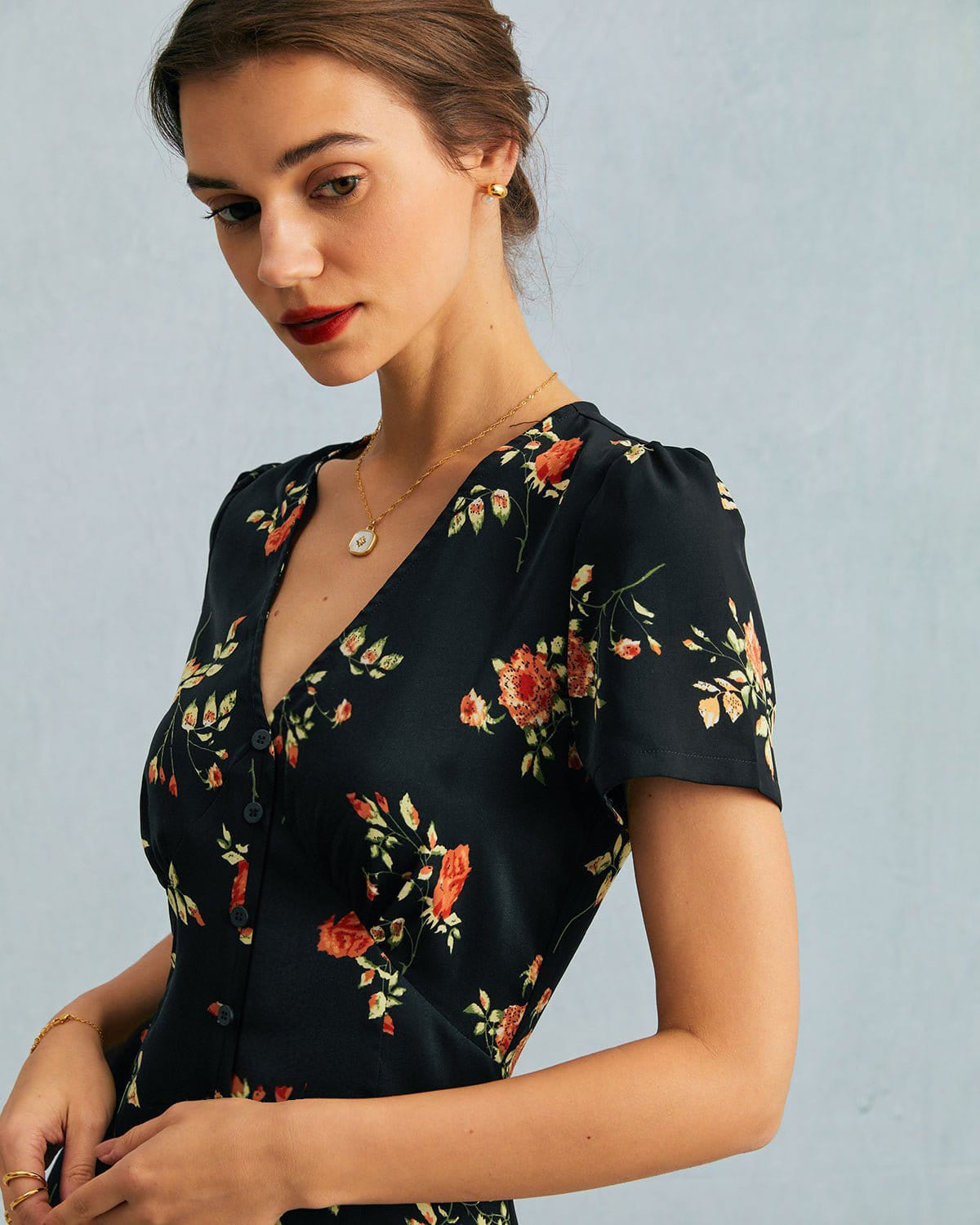 Cleo | Slim Fit V Neck Floral Summer Maxi Dress