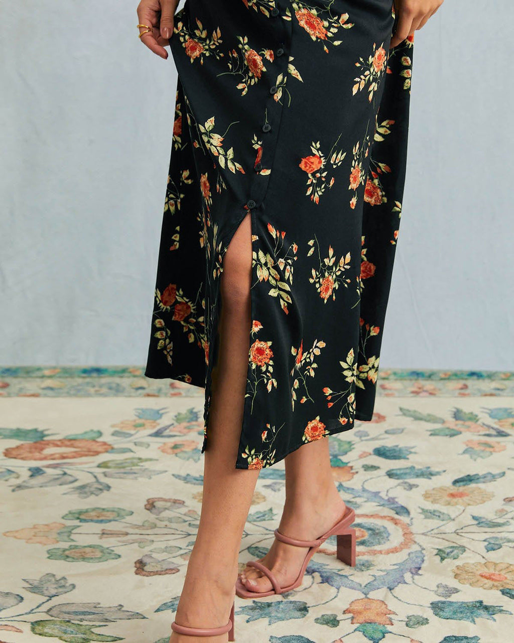 Cleo | Slim Fit V Neck Floral Summer Maxi Dress