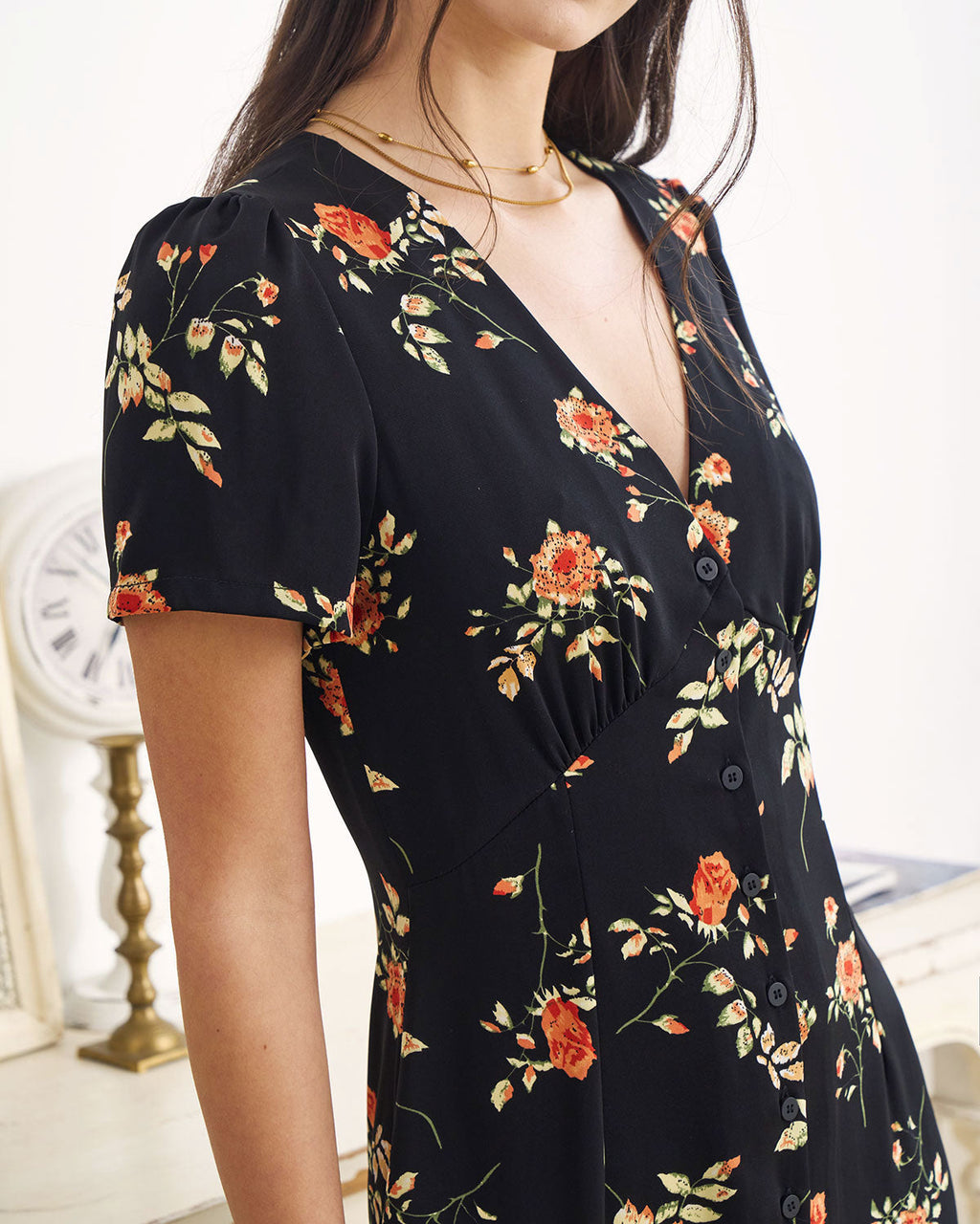 Cleo | Slim Fit V Neck Floral Summer Maxi Dress