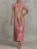 Colette | Loose Fit Mock Neck Short Sleeve Maxi Dress