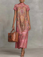 Colette | Loose Fit Mock Neck Short Sleeve Maxi Dress