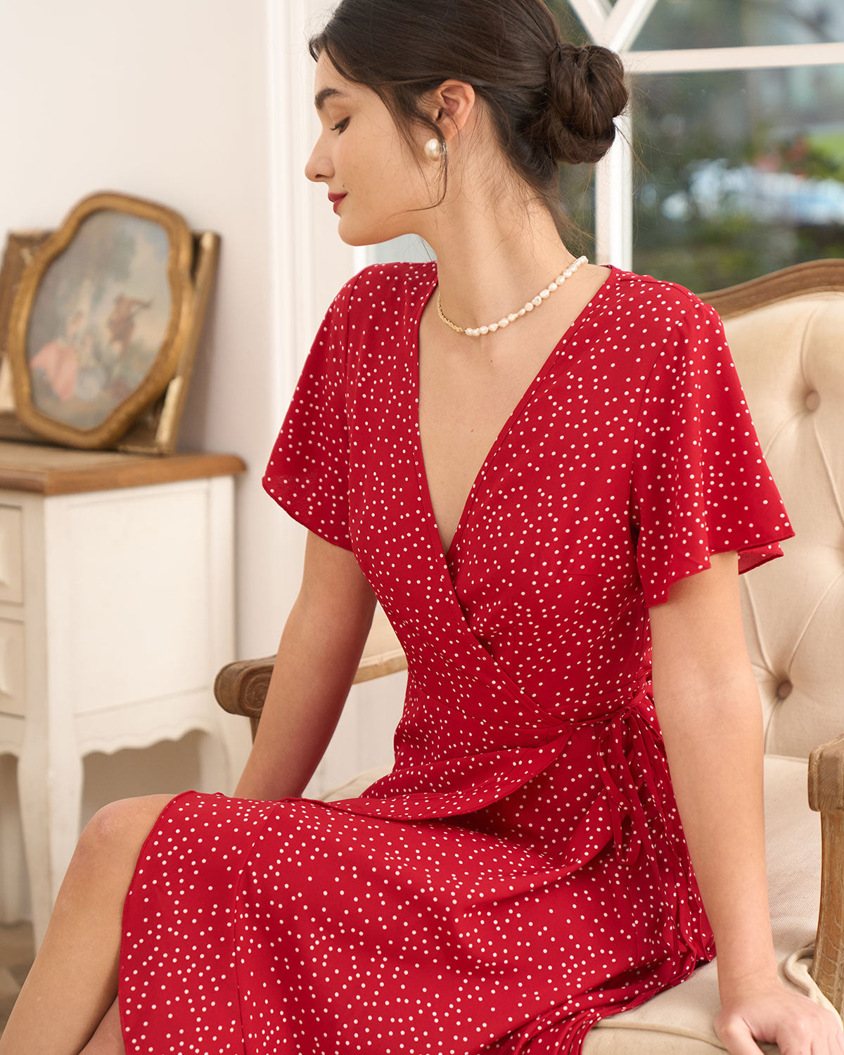 Cordelia | High Waist Ruffle Trim Wrap Dress
