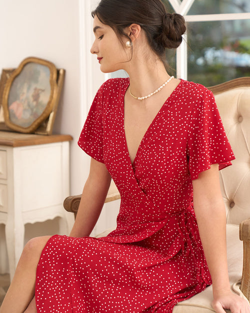 Cordelia | High Waist Ruffle Trim Wrap Dress