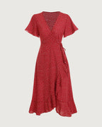 Cordelia | High Waist Ruffle Trim Wrap Dress