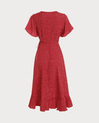 Cordelia | High Waist Ruffle Trim Wrap Dress