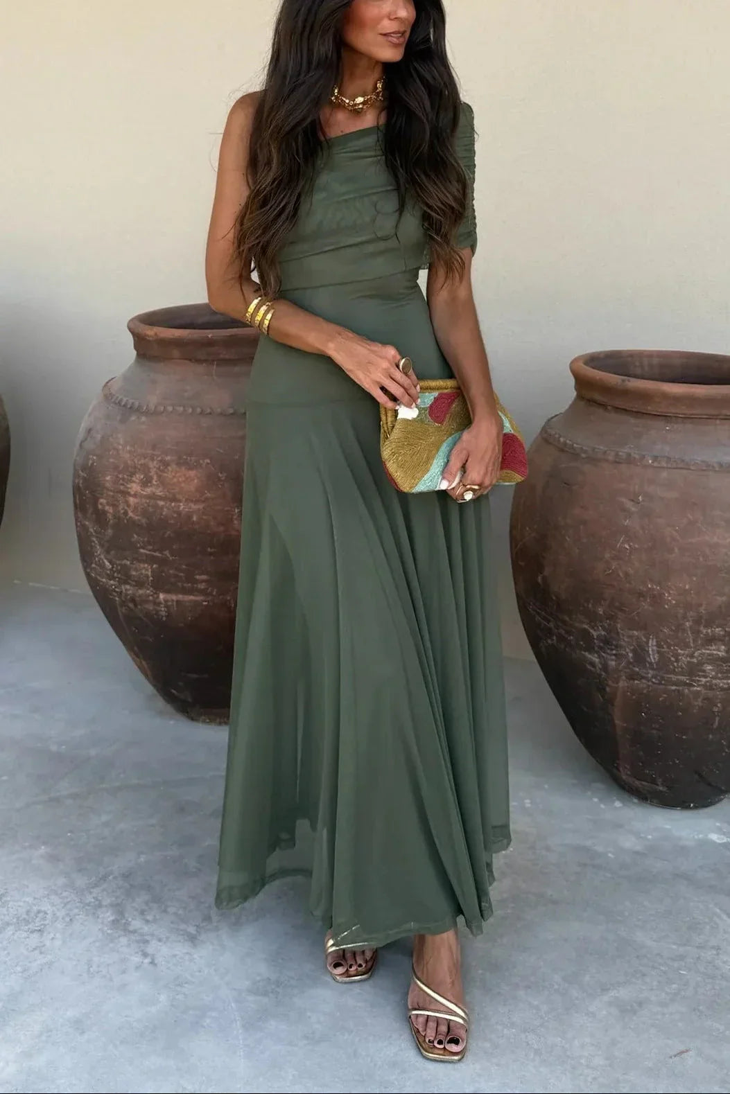 Cressida | One-Shoulder Pleated Maxi Dress