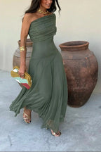 Cressida | One-Shoulder Pleated Maxi Dress