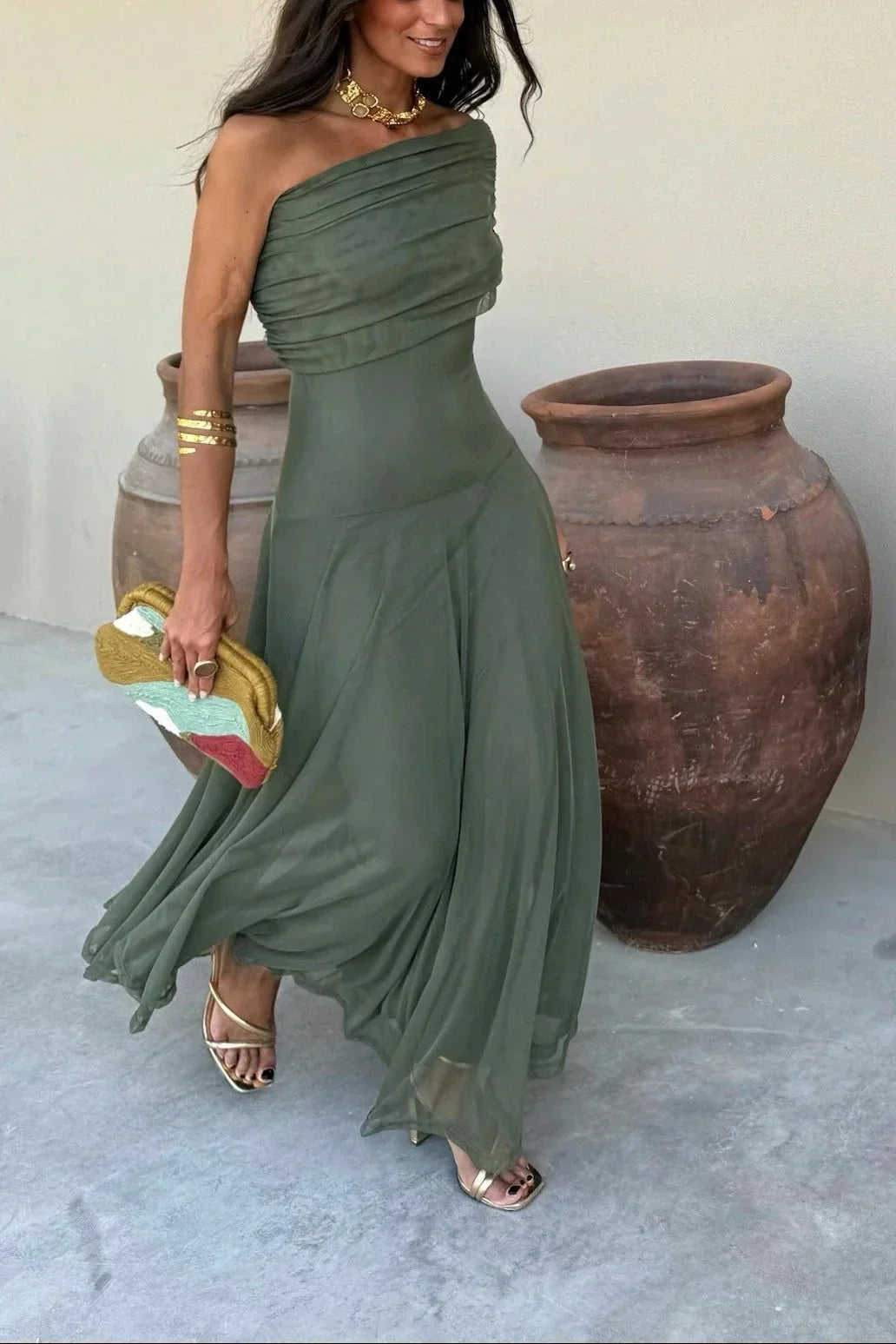 Cressida | One-Shoulder Pleated Maxi Dress