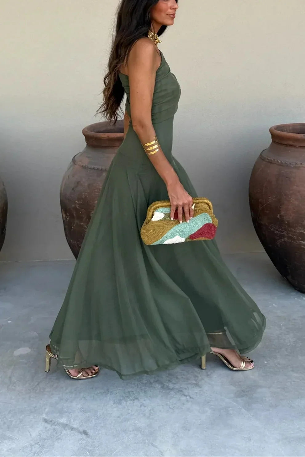 Cressida | One-Shoulder Pleated Maxi Dress