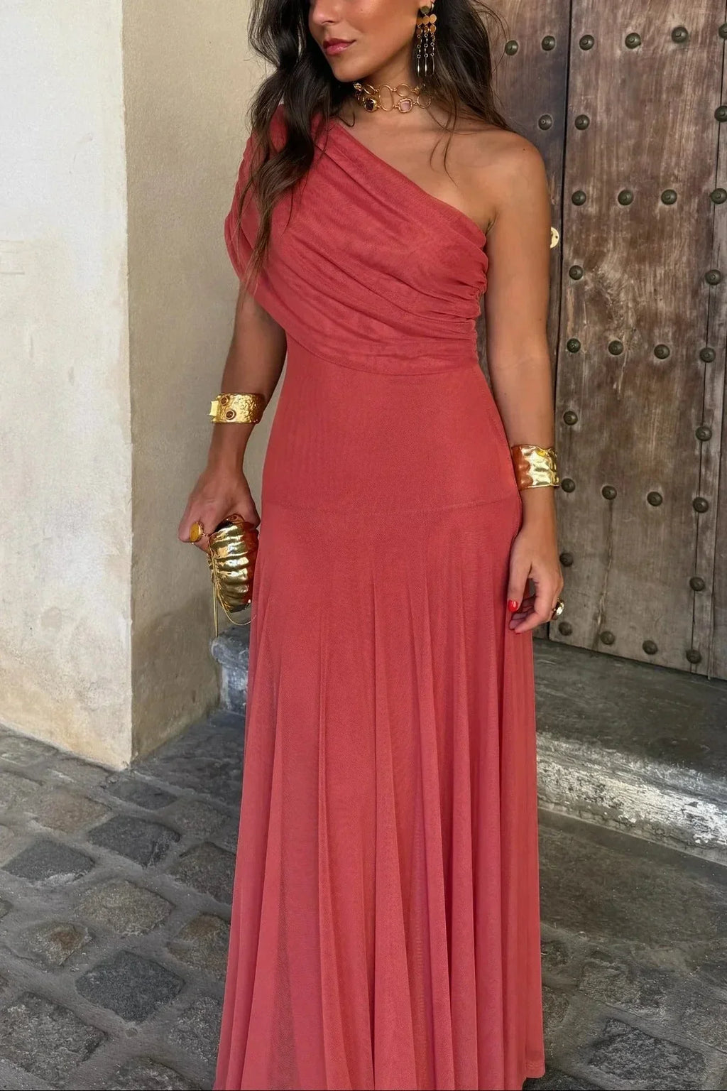 Cressida | One-Shoulder Pleated Maxi Dress