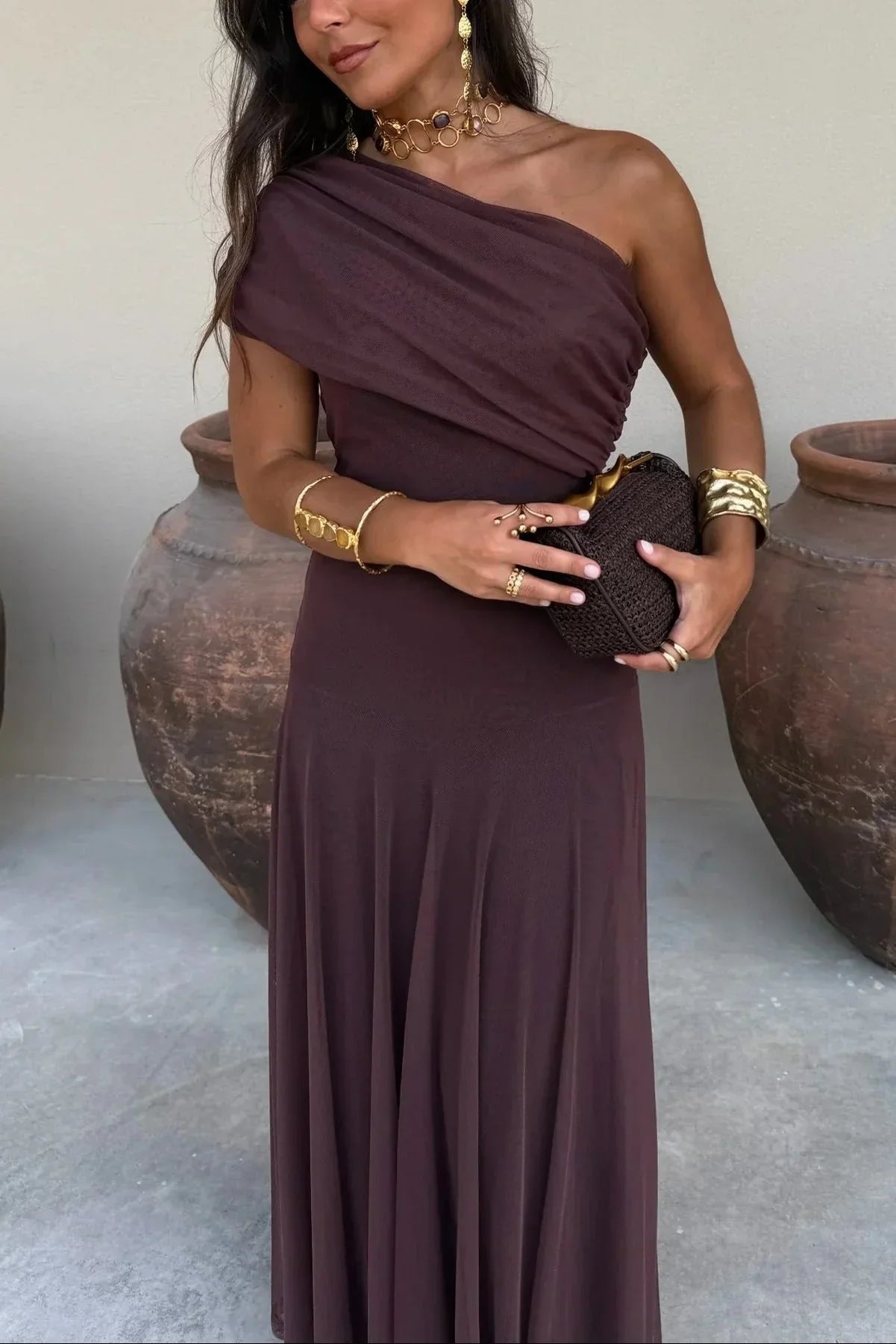 Cressida | One-Shoulder Pleated Maxi Dress
