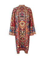 Daphne | Loose Fit Long Sleeve Printed Mock Neck Midi Dress
