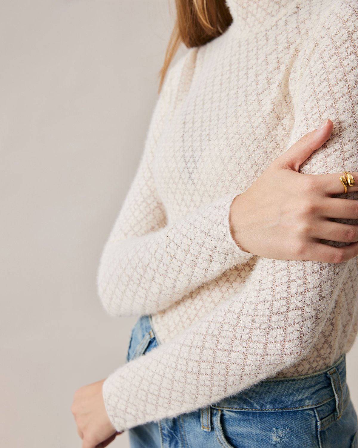 Daphne | Sheer Fit Lace Detail Knit Top