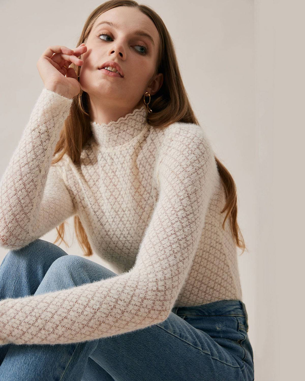 Daphne | Sheer Fit Lace Detail Knit Top