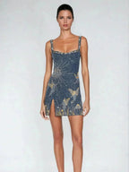 Delilah | Flared Fit Mini Dress With Celestial Print