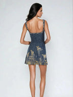 Delilah | Flared Fit Mini Dress With Celestial Print