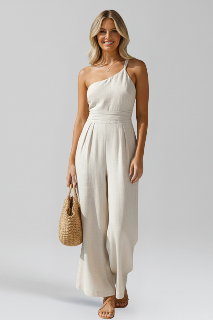 Demetria | Asymmetrical One-Shoulder Wide-Leg Jumpsuit