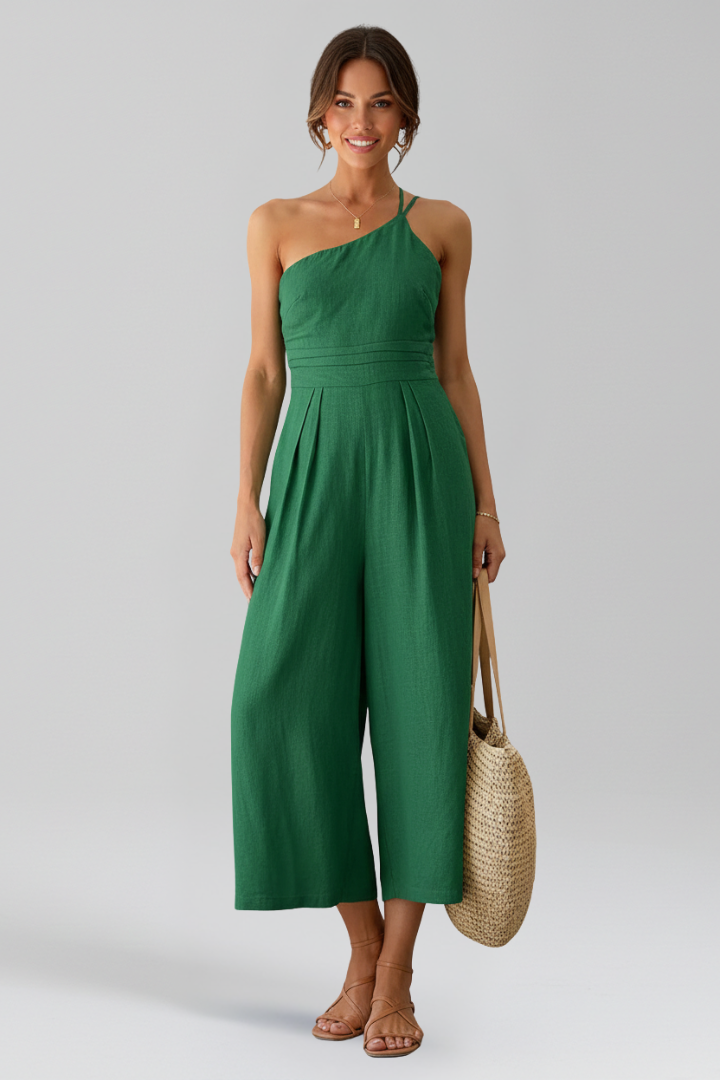 Demetria | Asymmetrical One-Shoulder Wide-Leg Jumpsuit