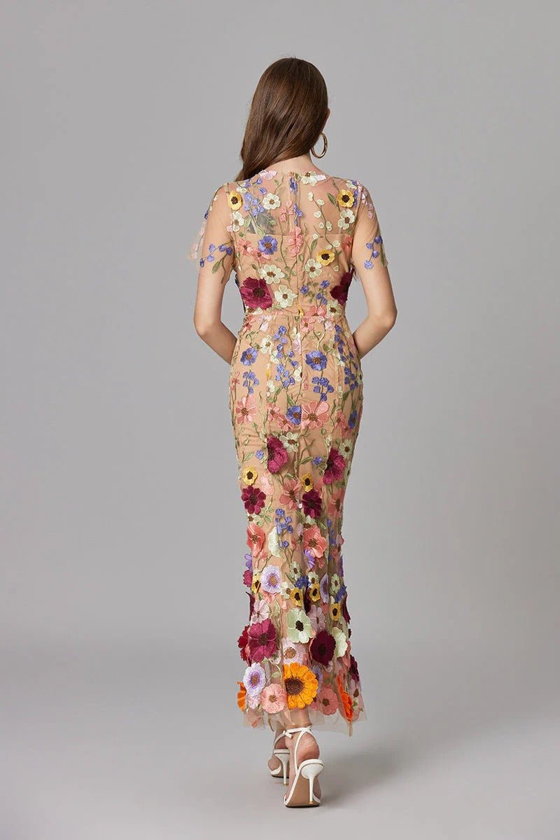 Diana | Sleeveless Floral Applique Maxi Dress