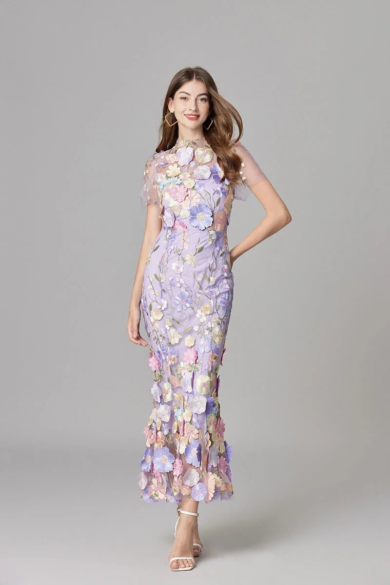 Diana | Sleeveless Floral Applique Maxi Dress