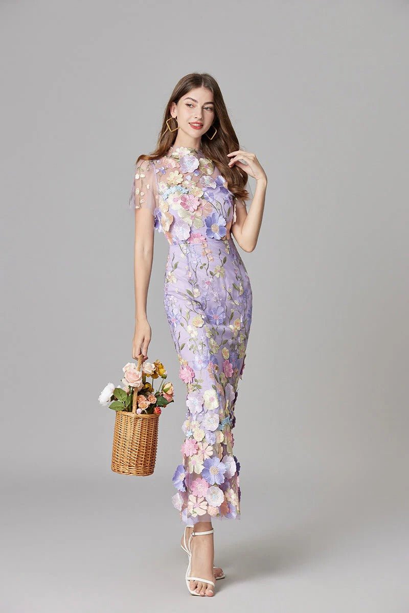 Diana | Sleeveless Floral Applique Maxi Dress