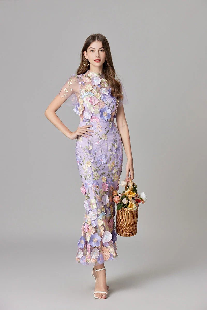 Diana | Sleeveless Floral Applique Maxi Dress