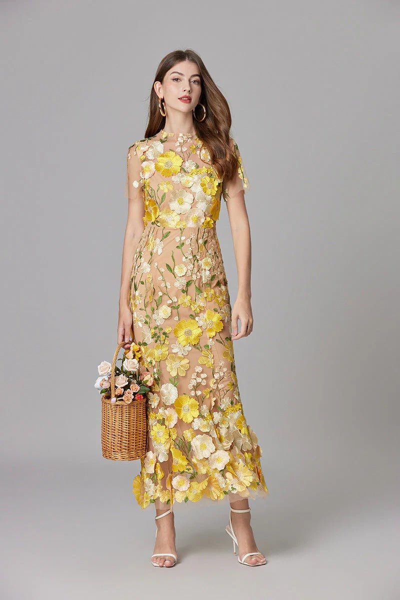 Diana | Sleeveless Floral Applique Maxi Dress