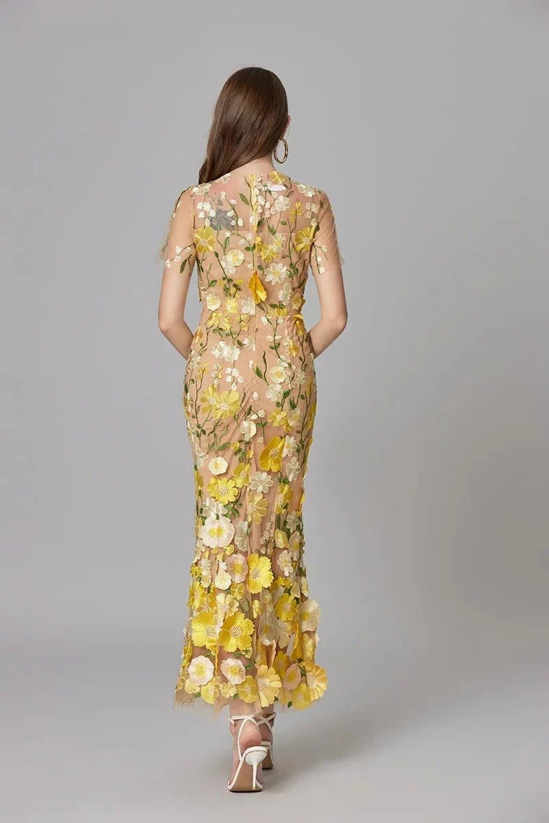 Diana | Sleeveless Floral Applique Maxi Dress