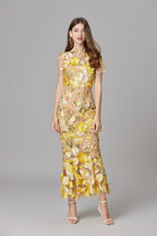 Diana | Sleeveless Floral Applique Maxi Dress