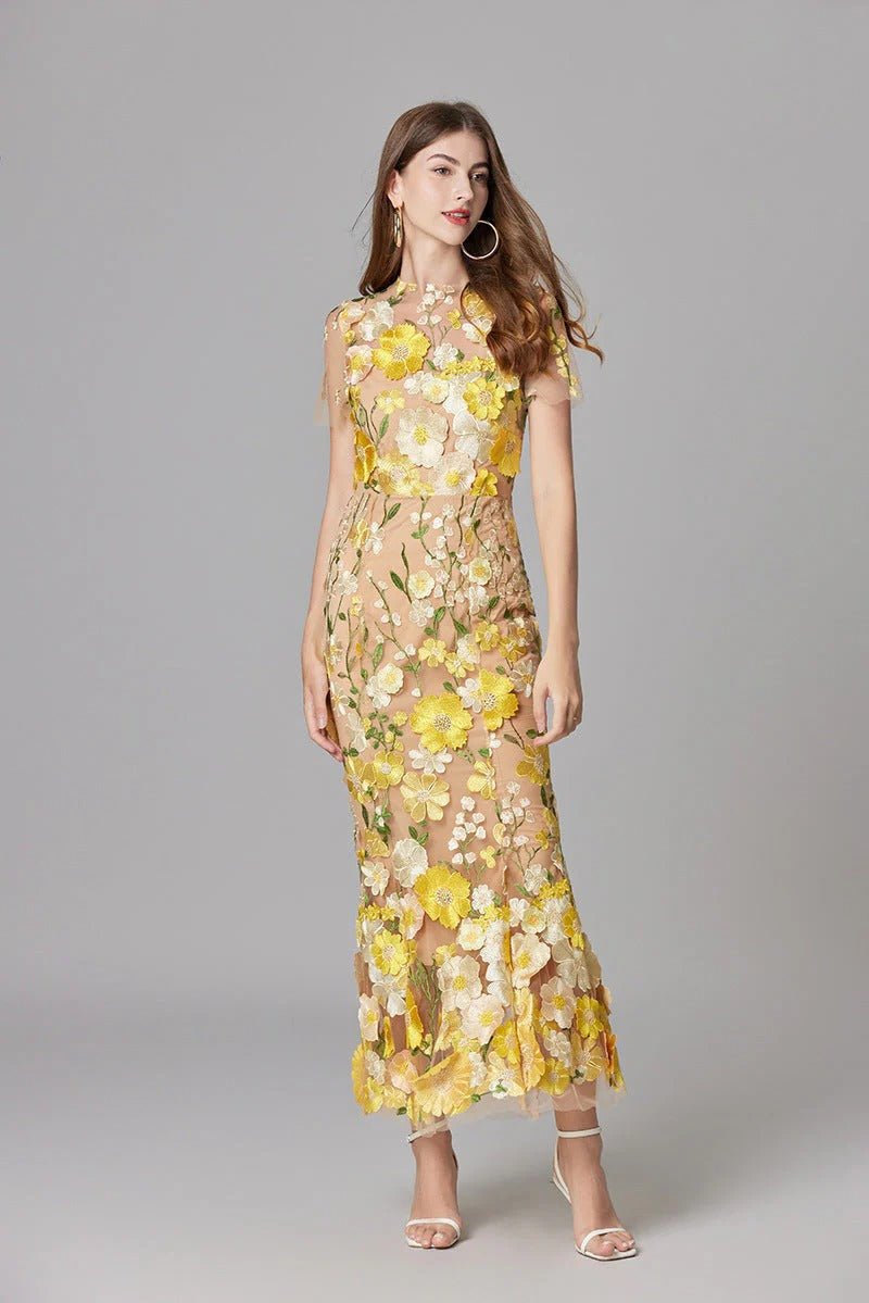 Diana | Sleeveless Floral Applique Maxi Dress