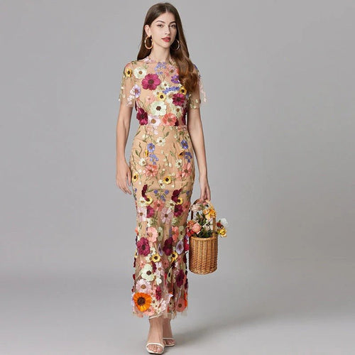 Diana | Sleeveless Floral Applique Maxi Dress