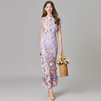 Diana | Sleeveless Floral Applique Maxi Dress