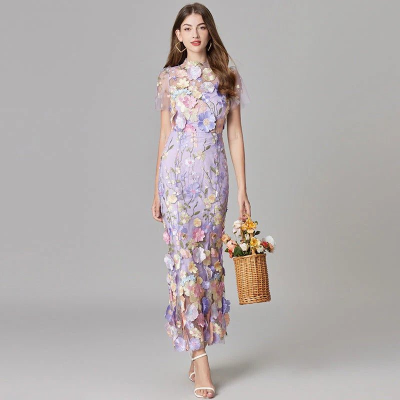 Diana | Sleeveless Floral Applique Maxi Dress