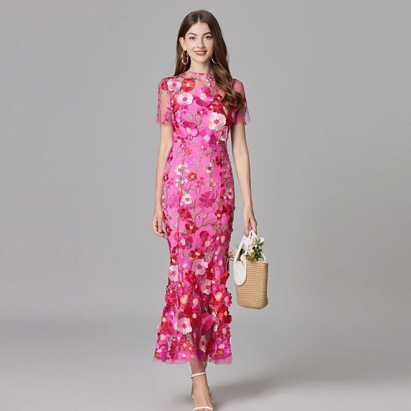 Diana | Sleeveless Floral Applique Maxi Dress