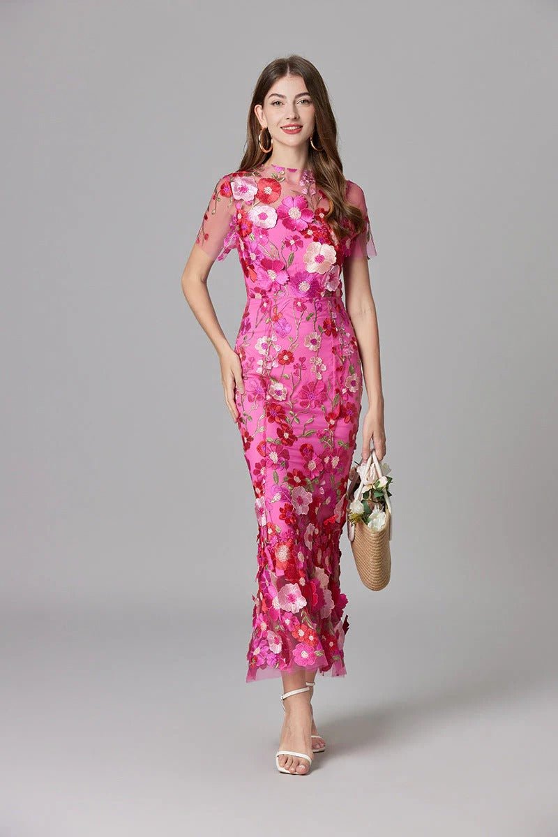 Diana | Sleeveless Floral Applique Maxi Dress