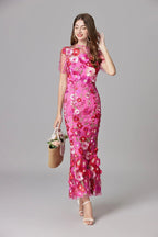 Diana | Sleeveless Floral Applique Maxi Dress