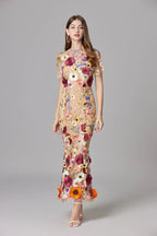 Diana | Sleeveless Floral Applique Maxi Dress