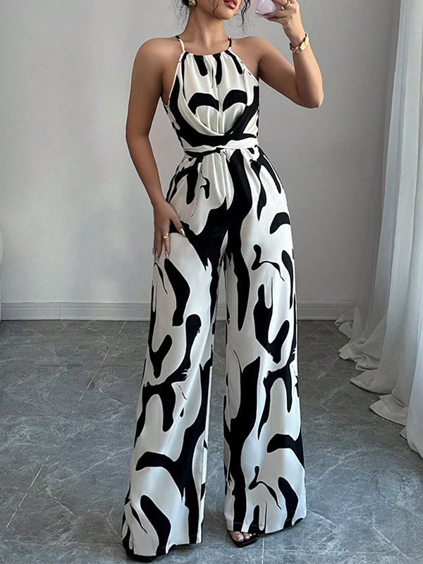 Dominique | Loose Fit Sleeveless Pleated Spaghetti-Neck Jumpsuit