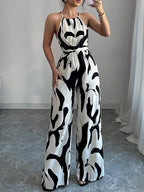 Dominique | Loose Fit Sleeveless Pleated Spaghetti-Neck Jumpsuit