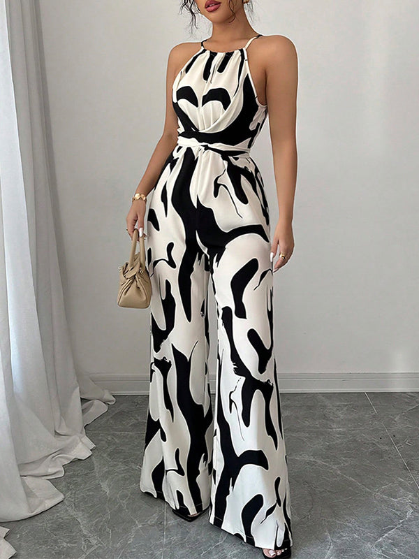 Dominique | Loose Fit Sleeveless Pleated Spaghetti-Neck Jumpsuit