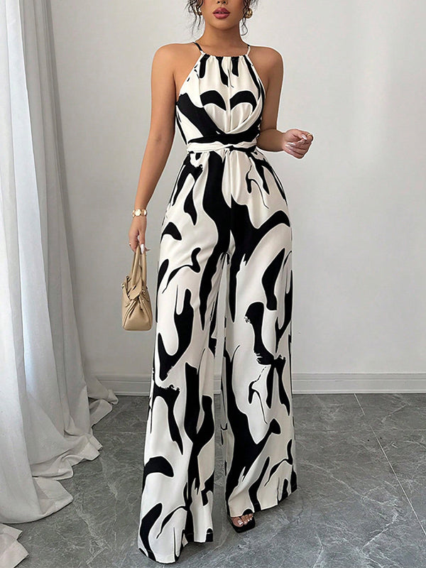 Dominique | Loose Fit Sleeveless Pleated Spaghetti-Neck Jumpsuit