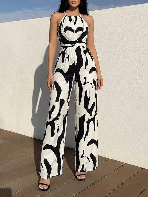 Dominique | Loose Fit Sleeveless Pleated Spaghetti-Neck Jumpsuit