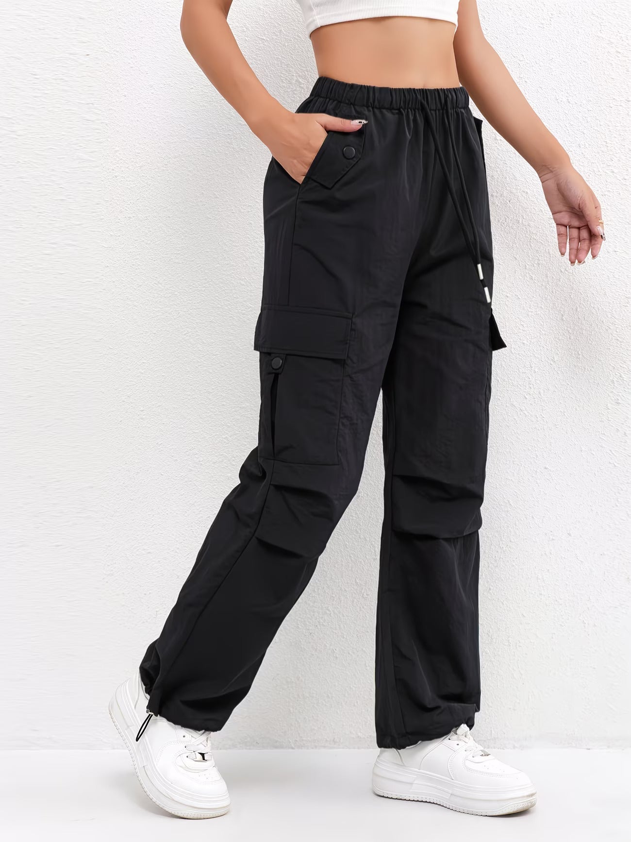 Elena | Relaxed Fit Cargo Pocket Drawstring Pants
