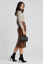 Eliana | Pleated Midi Skirt with Front Split
