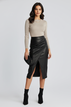 Eliana | Pleated Midi Skirt with Front Split