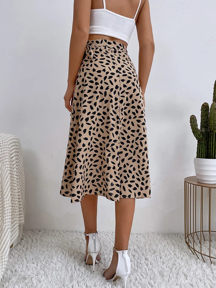 Evangeline | Flowy Wrap Tie Printed Skirt