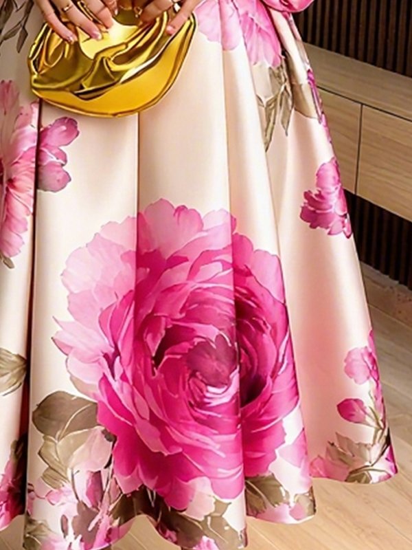 Faith | A-Line Pleated Mock Neck Maxi Dress