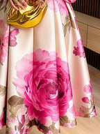 Faith | A-Line Pleated Mock Neck Maxi Dress