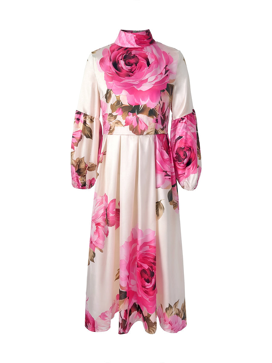 Faith | A-Line Pleated Mock Neck Maxi Dress