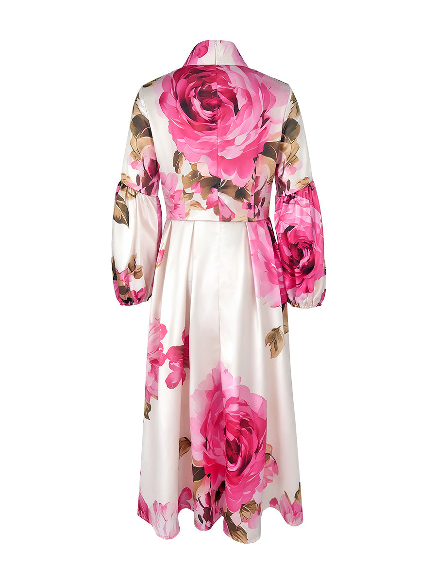 Faith | A-Line Pleated Mock Neck Maxi Dress